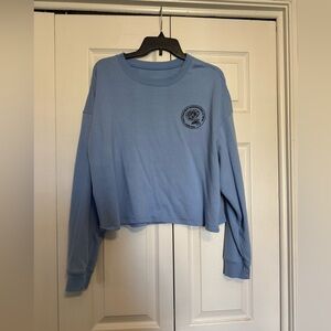 Zoe + Liv Blue Long Sleeve Blue Rose Crop Top XXL